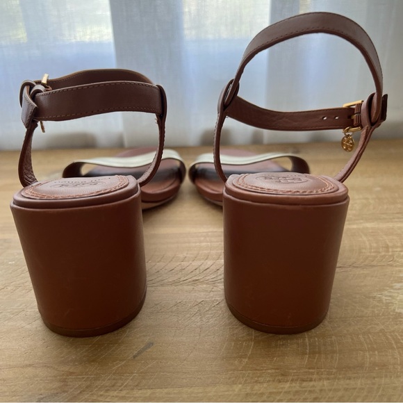 New Tory Burch Laurel Leather Block Heel Sandal Size 7 - Picture 6 of 9